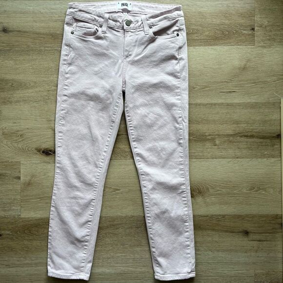 Paige Kylie Crop Jeans Women's 28 Cotton Blend Mauve Lilac Artsy Boho Lagenlook - Picture 2 of 8